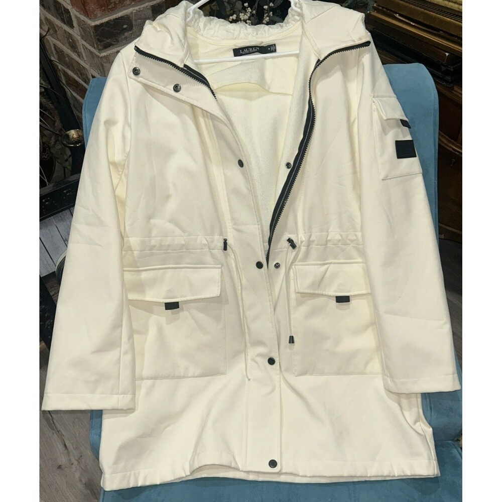 Lauren Ralph Lauren Women's Ivory Soft Shell Water Repellent Polyester Jacket M